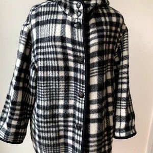 Stella McCartney Checkered Wool Hooded Coat Jacket Size 40
